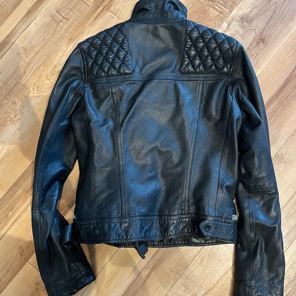 All Saints Black Leather Jacket, size 6 - Picture 2 of 8